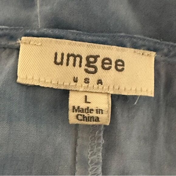 Umgee Blue Chambray Sundress With Handkerchief Hem Sz L - Picture 3 of 5